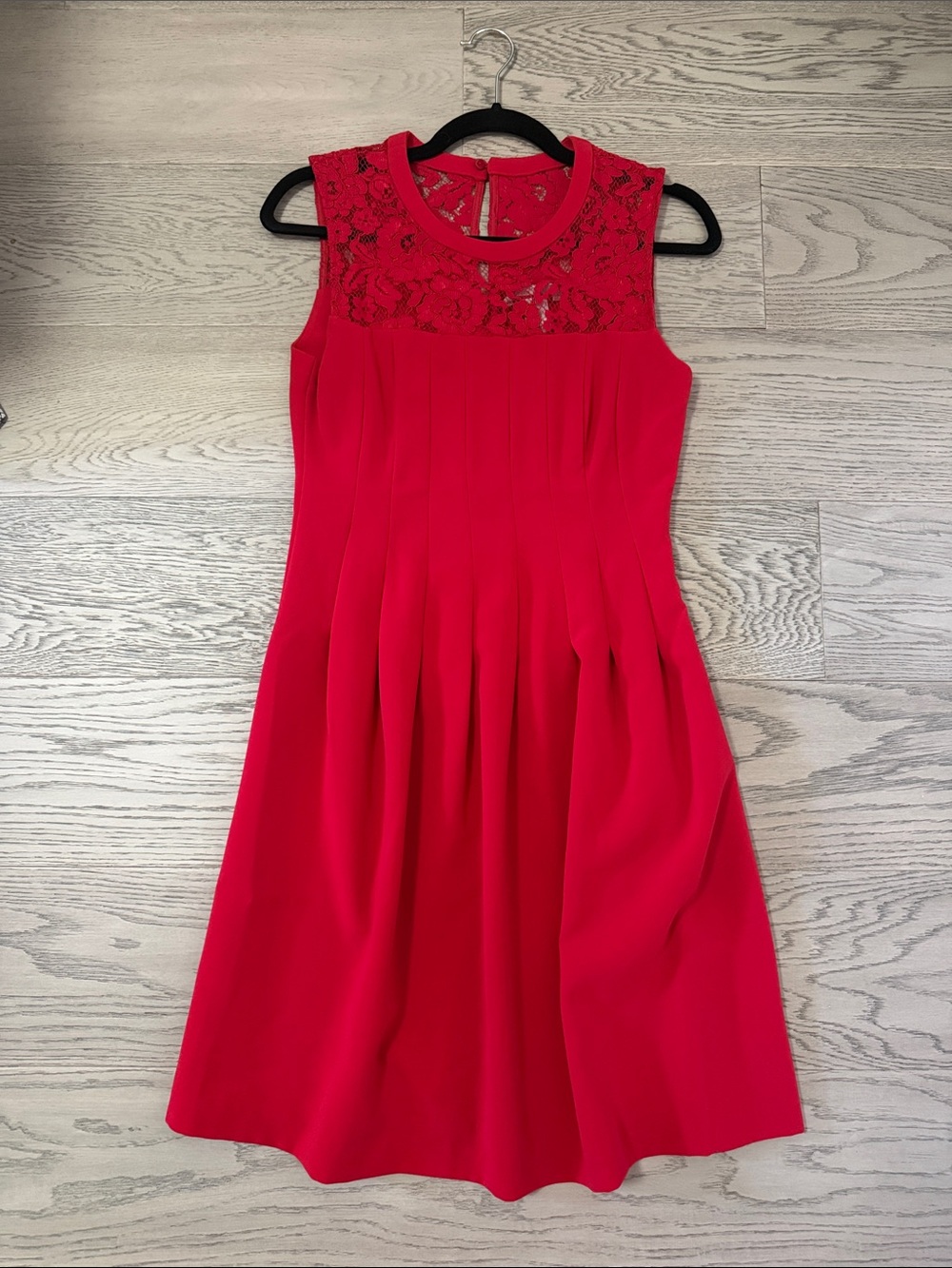 H&M Red Sleeveless Lace Yoke Dress
